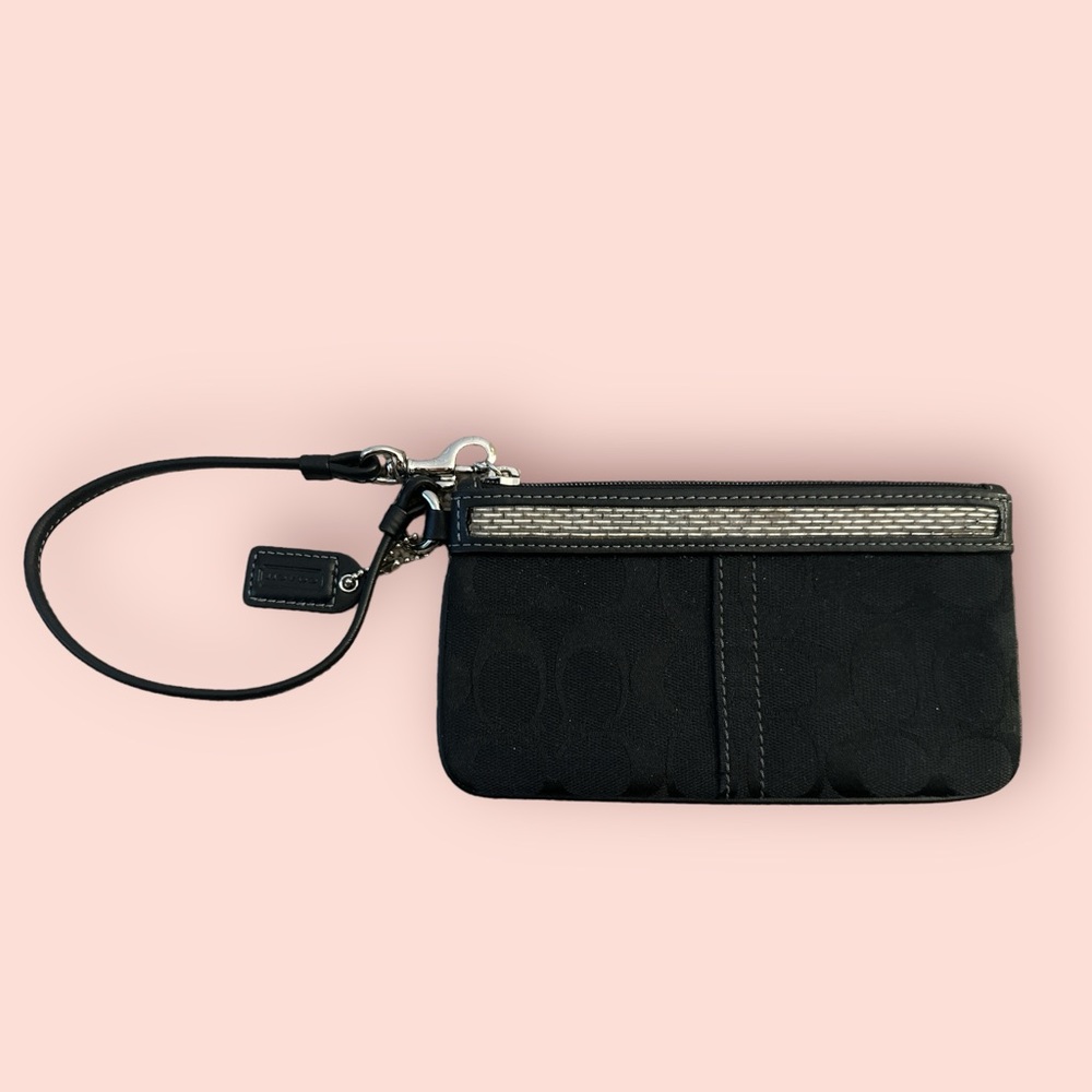 Coach wristlet- black with silver detail